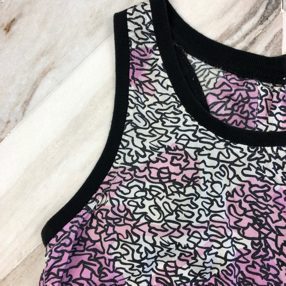 River Island Purple Abstract Button Back Tank Top - Picture 3 of 5